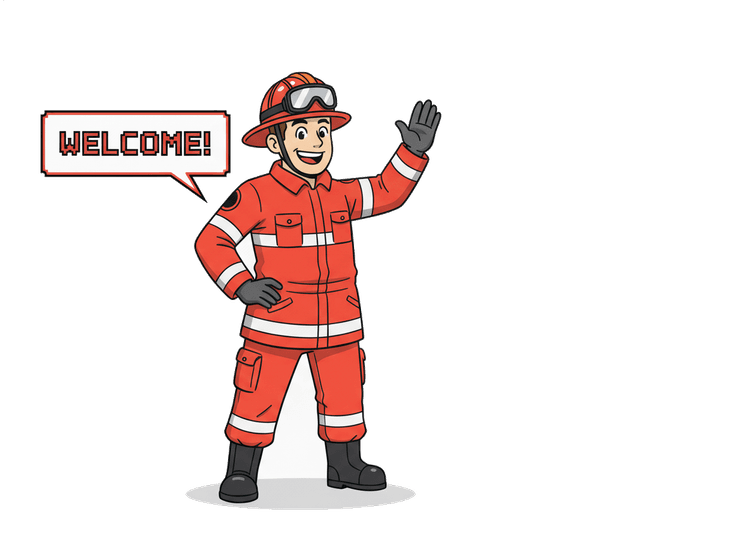 Artie the mascot, waving